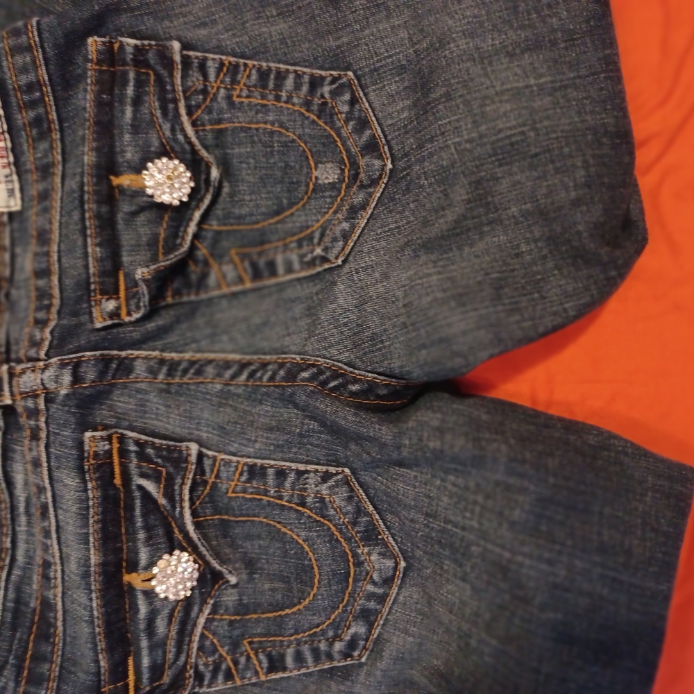 Women's True Religion Jeans with Embellished Pockets Size 26 Waist